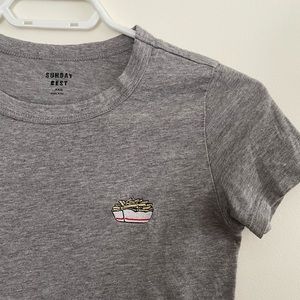 Sunday Best Aritzia Grey Embroidered T-shirt